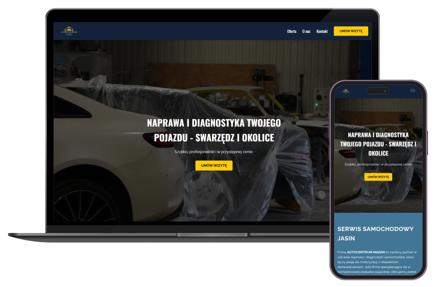 Strona internetowa dla warsztatu Autocentrum Madan w Jasiniu